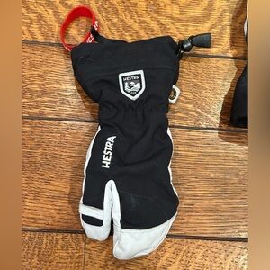 Hestra Black and Gray Kids Mittens